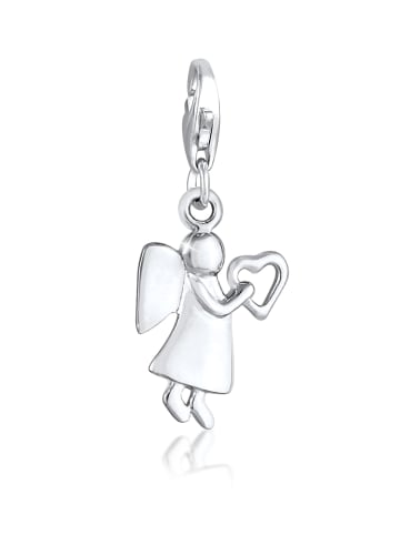 Charm 925 Sterling Silber Engel, Herz in Silber