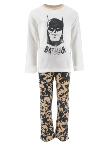 2tlg. Outfit: Schlafanzug Pyjama Langarmshirt und Hose in Weiß