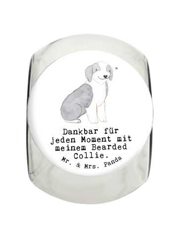 Leckerli Glas Bearded Collie Moment mit Spruch in Weiß
