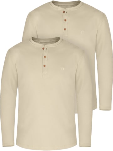 2er Set Herren Langarm Shirts aus Bio-Baumwolle Neuville in Beige