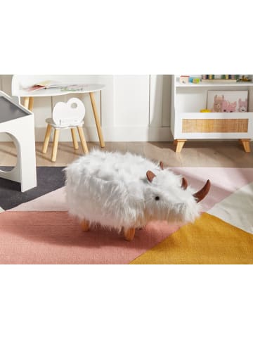 Tierhocker WOOLLY in Weiß/Braun - (W) 66 x (H) 37 x (L) 36 cm