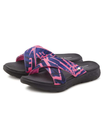 Badepantolette in pink / schwarz