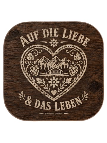 Tischuntersetzer Herz rustikal Design mit Spruch in Weiß