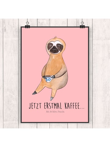 Print Faultier Kaffee mit Spruch in Rot Pastell