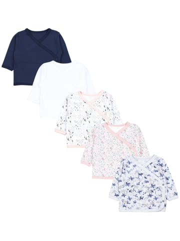 Baby Langarm Wickelshirt 5er Set in rosa/gelb