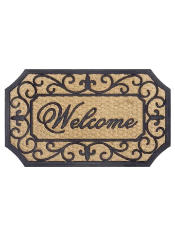 Fußmatte geflochten Classic Welcome Ornament in Schwarz Kokos