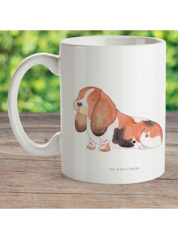 Kaffeebecher Hund Basset Hound ohne Spruch in Weiß