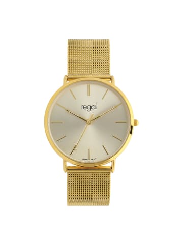 Stahl Quarzuhr Regal Gold