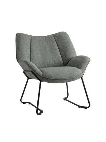 Lounge Ohrensessel aus Flauschstoff in Grau 55x60x80 cm