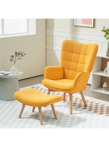 Ohrensessel mit Hocker in Orange 72L x 80B x 101H cm