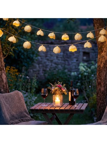 LED Lichterkette Blumen Außen Blumengirlande 15 Blüten L: 1,4m weiß
