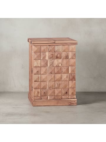 Massivholz Hausbar, ausklappbar, 65x91x50 cm, Barschrank mit Türen in Beige