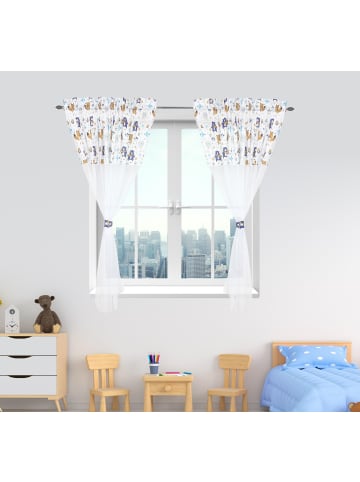 Kinderzimmer Voile Vorhänge mit Tunnelzug Set in dunkelblau