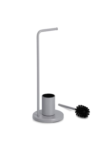 Toilettenpapierhalter mit WC-Bürste VETRO in Grau, 63 cm