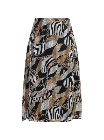 Damen Midirock Mit Allover-Print in Schwarz Mehrfarbig