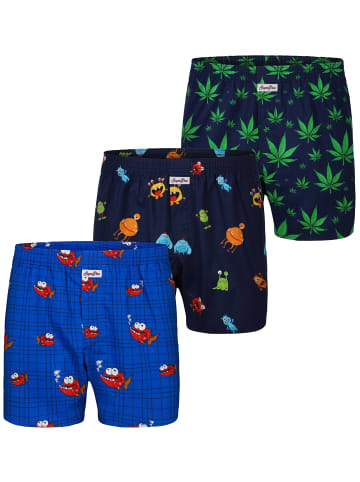Boxer Motiv Print Mix in Hanf, Monster, Piranha