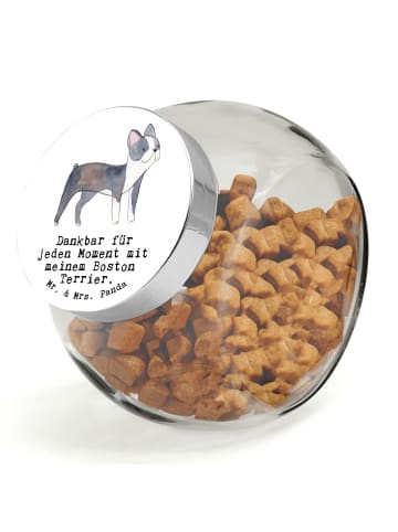 Leckerli Glas Boston Terrier Moment mit Spruch in Weiß