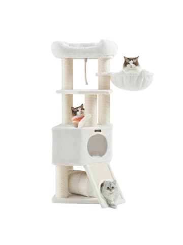 Katzenbaum Clawfy in Cremeweiß - (B)50 x (H)141 x (T)50 cm