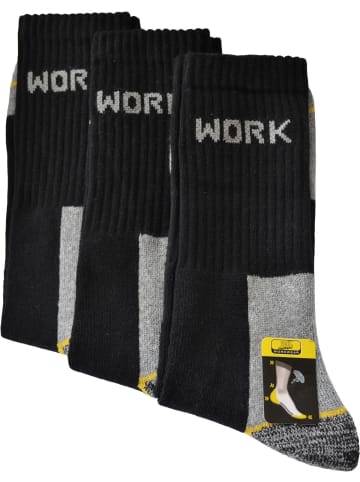 6 Paar Arbeitssocken Standard Work Standard in Schwarz/Grau/Gelb