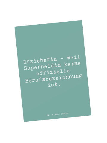 Postkarte Spruch Erzieherin Superheldin mit Spruch in Meeresbrise