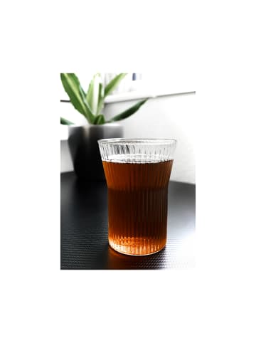 2er Set Getränke Glas geriffelt 310ml in Transparent