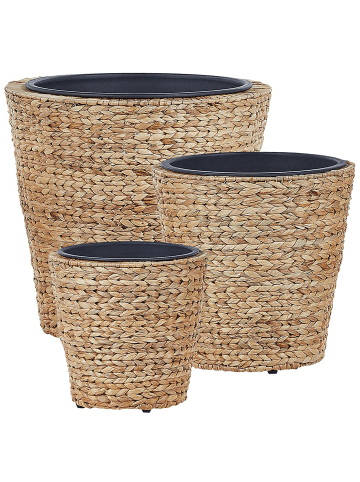 3-tlg Outdoor Blumentopf PLAKA in Braun/Schwarz
