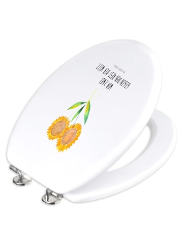 Motiv WC Sitz Blume Sonnenblume mit Spruch in Weiß