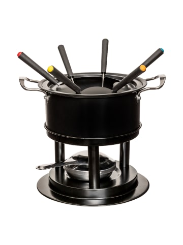 Fondue-Set für 6 Personen, Metall in Schwarz, 25,5 x 19 x 19 cm