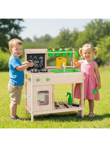 Matschküche für Kinder ab 3 Jahren Outdoor Holz in Hellbraun