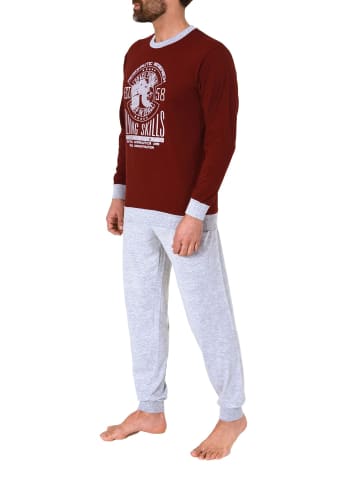 langarm Schlafanzug Bündchen Pyjama - 83266 in rot