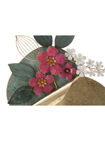 3D-Dekorplatte mit mehrfarbigen Metallblumen, 67 x 8 x 74 cm