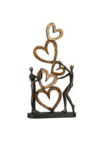 Skulptur Herz auf Herz bronzefarben, goldfarben - (H) 41 cm