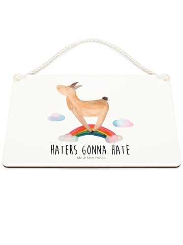 Deko Schild Lama Regenbogen mit Spruch in Weiß