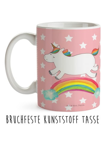 Kindertasse Einhorn Regenbogen ohne Spruch in Rot Pastell