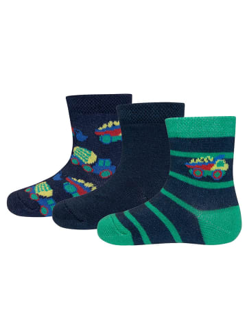 3er-Set Socken 3er Pack gemustert in blau