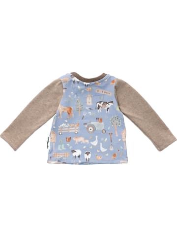 Babylangarmshirt Handmade Bauernhof in blau