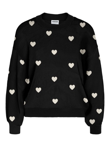 Stylischer Oversize Karierter Pullover mit Rundhals Ausschnitt in Schwarz-2