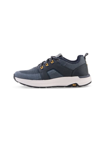 Sneaker aus Leder-Textil Mix in blau