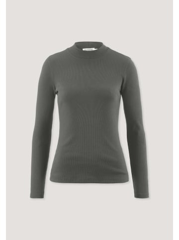 Rib Longsleeve Slim in tannengrün