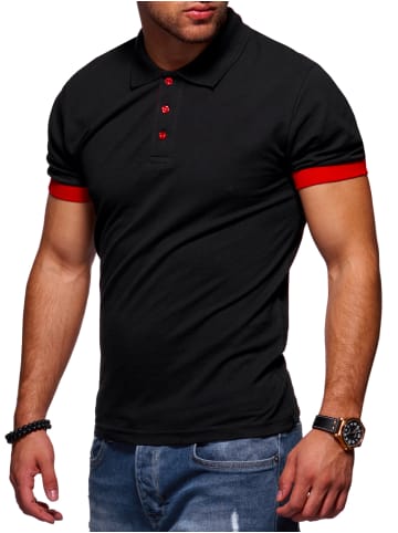 Poloshirt - für Herren in Piqué-Qualität Polohemd in Schwarz-Rot