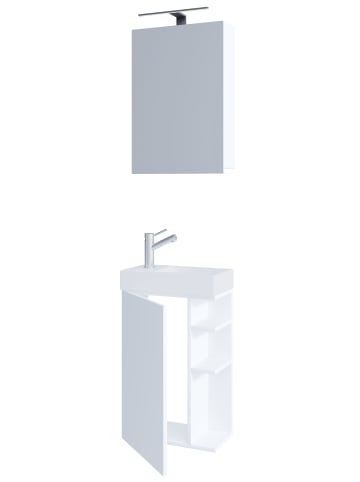 2-tlg Gäste WC Bad Waschtisch Lumia Spiegelschrank in Weiß
