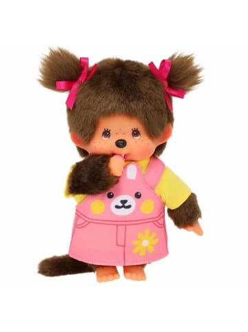 Mädchen im Häschen-Kleid mit Zöpfen | 20 cm Monchhichi Puppe | Fashion
