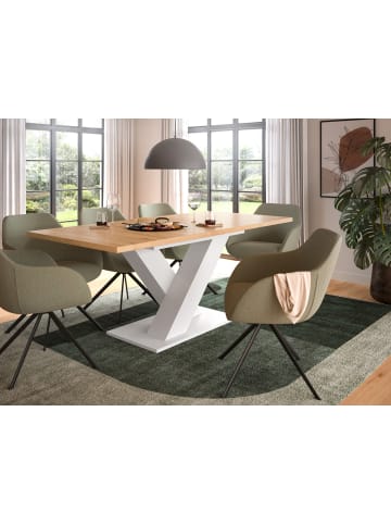 Esstisch in weiß, Eiche Artisan, Küchentisch ausziehbar 150 - 190 cm