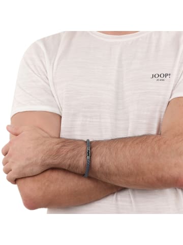 Armband Edelstahl, Leder in Grau