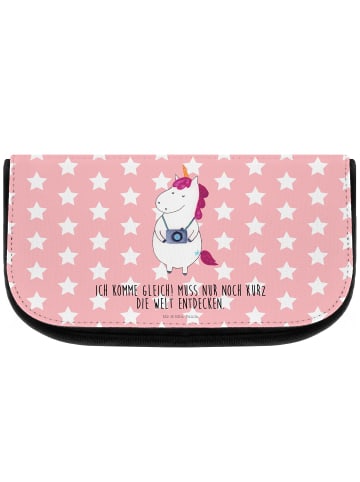 Make-up-Tasche Einhorn Fotograf mit Spruch in Rot Pastell