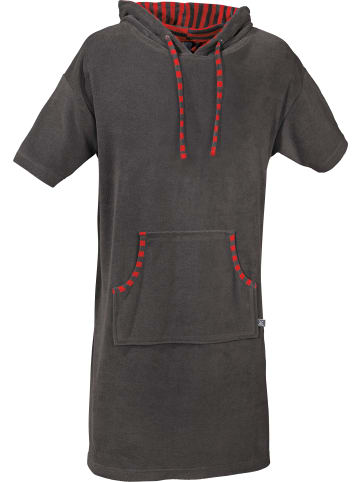 Leichtfrottier Unisex-Poncho mit Kapuze in anthrazit