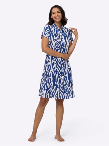 Sommerkleid in royalblau-weiß-bedruckt