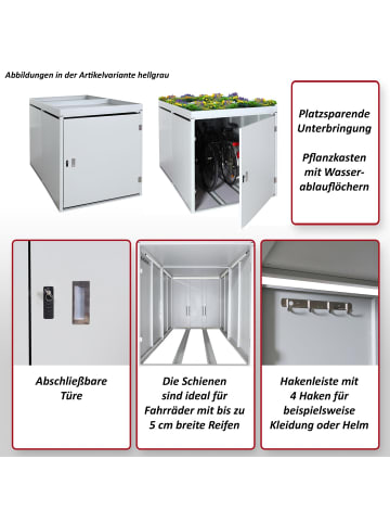 2er-Fahrradgarage mit Pflanzkasten MCW-L56b, Hellgrau