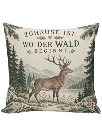 Kissen Hirsch nordisch Design mit Spruch in Weiß