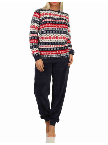 Schlafanzug Pyjama langarm Norwegerlook Coralfleece - 58381 in rot
